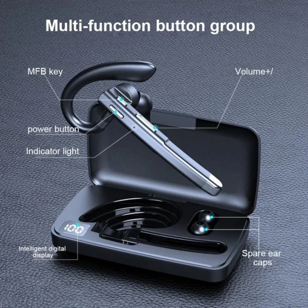 سماعة بلوتوث قابلة للدوران، شاشة عرض، سماعة رأس بلوتوث للأعمال، تقليل الضوضاء، سماعات أذن واحدة لاسلكية للموسيقى