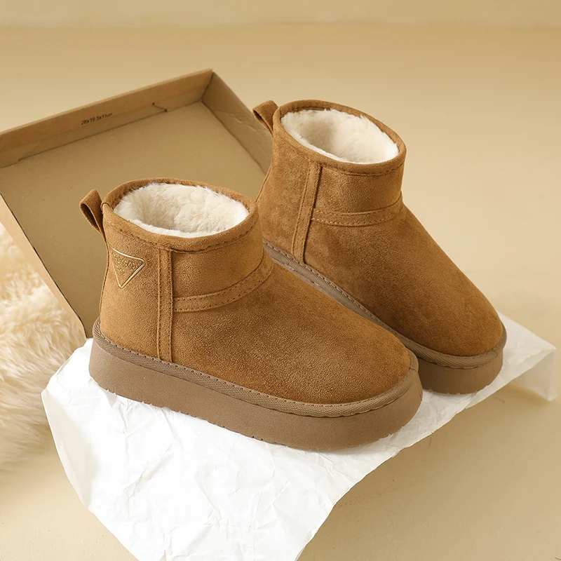Faux Suede Thick Bottom Snow Boots Women 2026 Trend Warm Thicken Plush Cotton Shoes Woman Slip On Non Slip Winter Ankle Boots