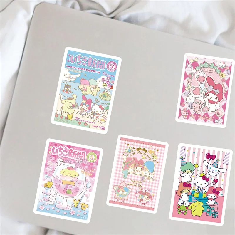 50/64Pcs Cartoon Hello Kitty Cinnamoroll Kuromi Stickers Kawaii Poster Decals Laptop Phone Suitcase Scrapbooking Sticker Toys view 5