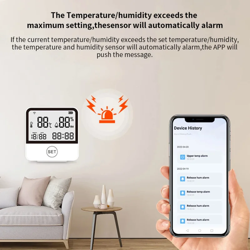 

WiFi Temperature Humidity Monitor Smart Temperature & Humidity Sensor Meter LCD Screen Digital Indoor Hygrometer Thermometer