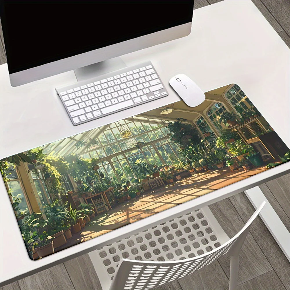 Verdant Greenhouse Landscape MousePad Natural Rubber Anti-Slip Office Computer PC Gamer Laptop Desk Mat Office Desktop Accessory