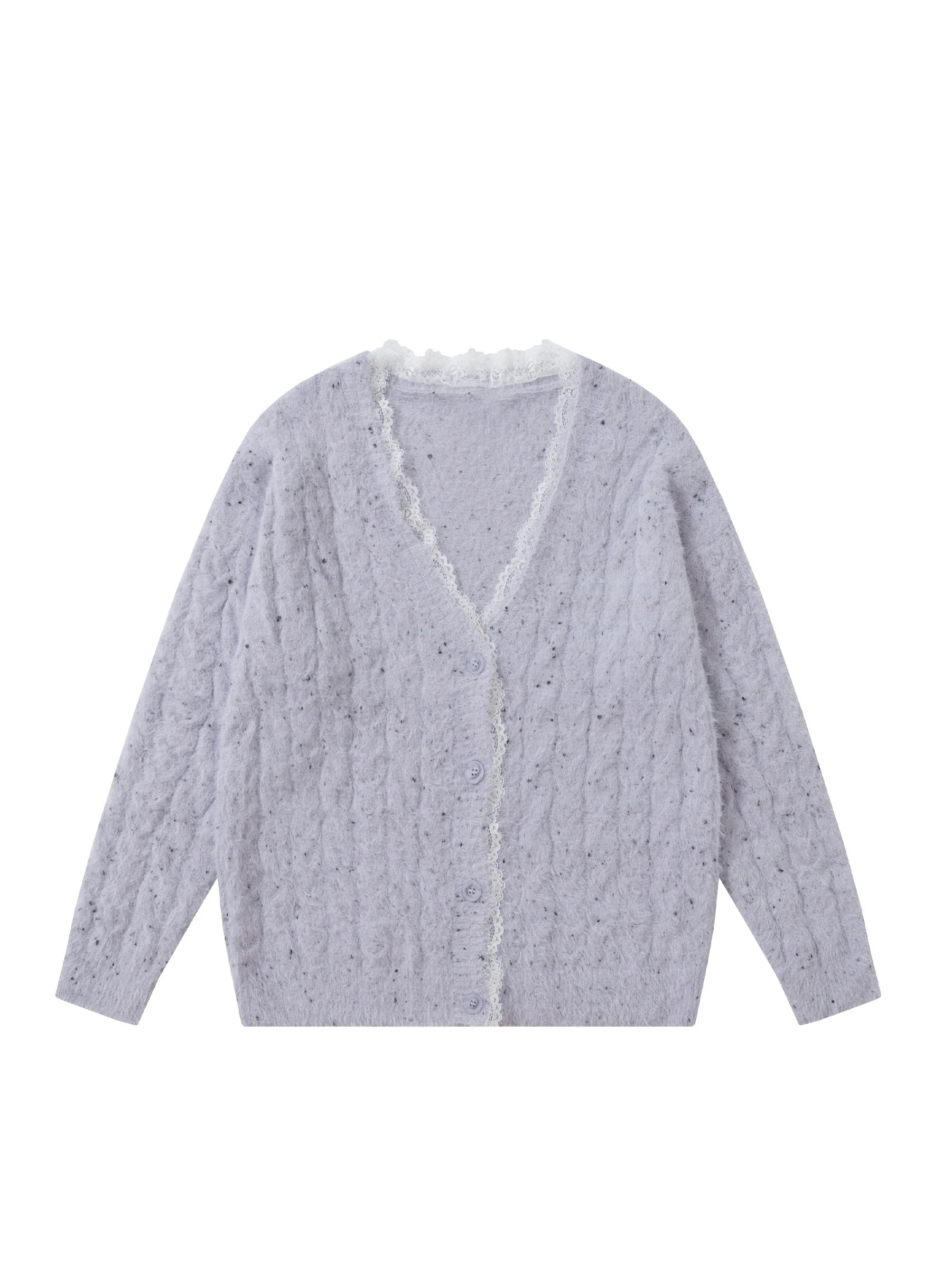 

Мягкий уютный фиолетовый вязаный свитер допней, кардиган, женский осенне-зимний трикотаж с цветочным узором из норки, имитация трикотажа