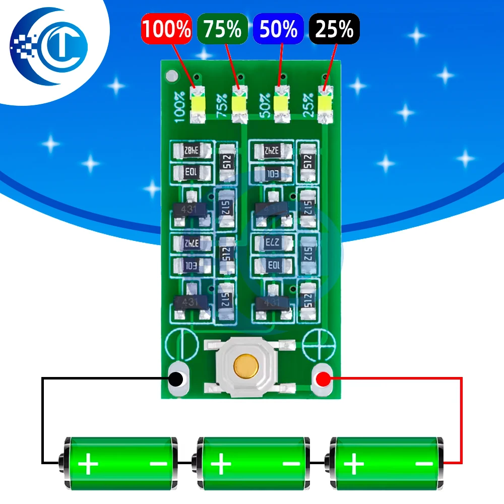High Precision 3S LiPo Voltage Meter, 11.1V 12.6V 3-Cell Lithium Battery Voltage Level Indicator for RC Models