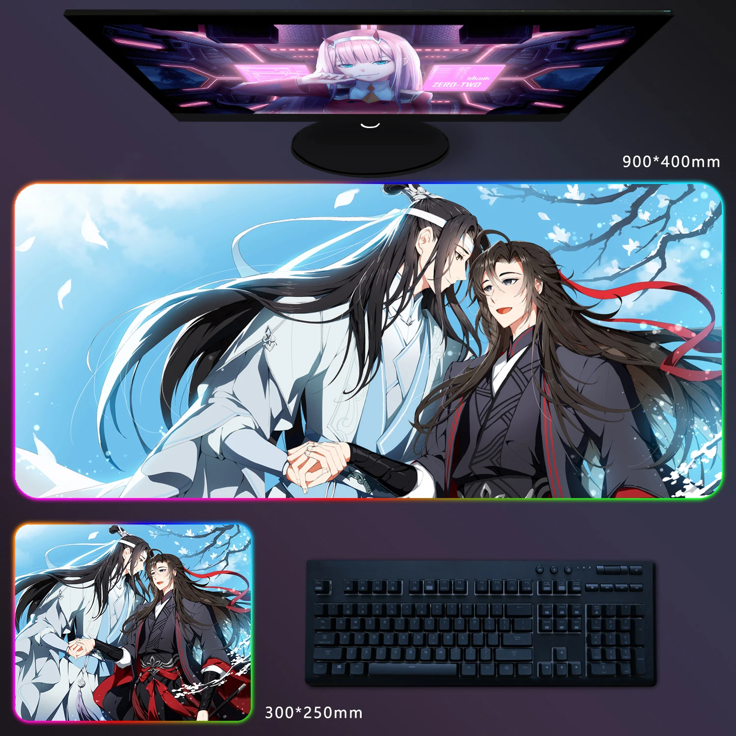 Mo Dao Zu Shi Mouse Pad Grandmaster of Demonic Cultivation Anime Game Mousepad LED Rubber Table Mat Laptop Pad Desktop Carpet