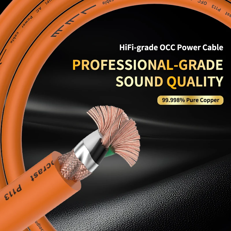 HiFi Audiocrast P113 HI End Pure Red Copper High End Power Cable Bulk Cables HIFI Cable