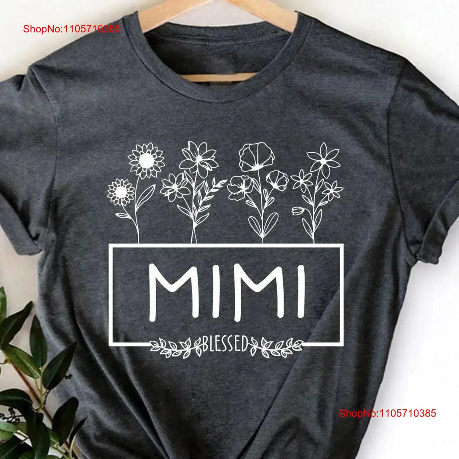 Mimi With Flowers T Shirt Definition Hand Drawn Funny Best Mothers Day for vintage Washed Slightly streetwear homme