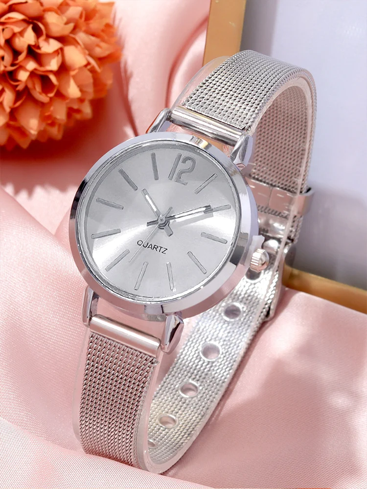 5pcs Fashion Women\'s Quartz Watch Exquisite and Minimalist Necklace Ring Earrings