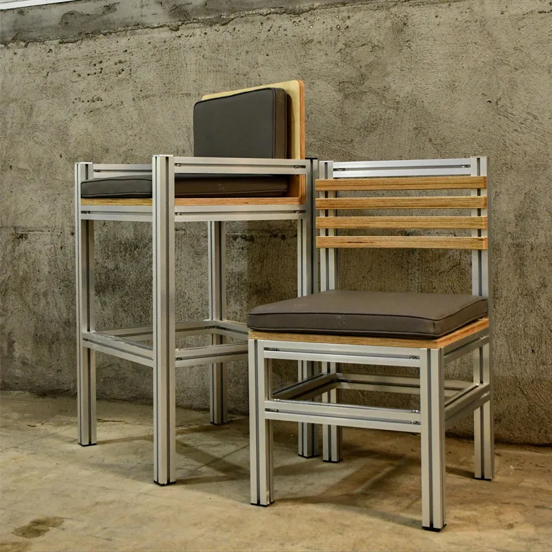 Designer Chair Modular Birch Ocean Panel Aluminum Profile Bar Dining Coffee Shop Back Chair