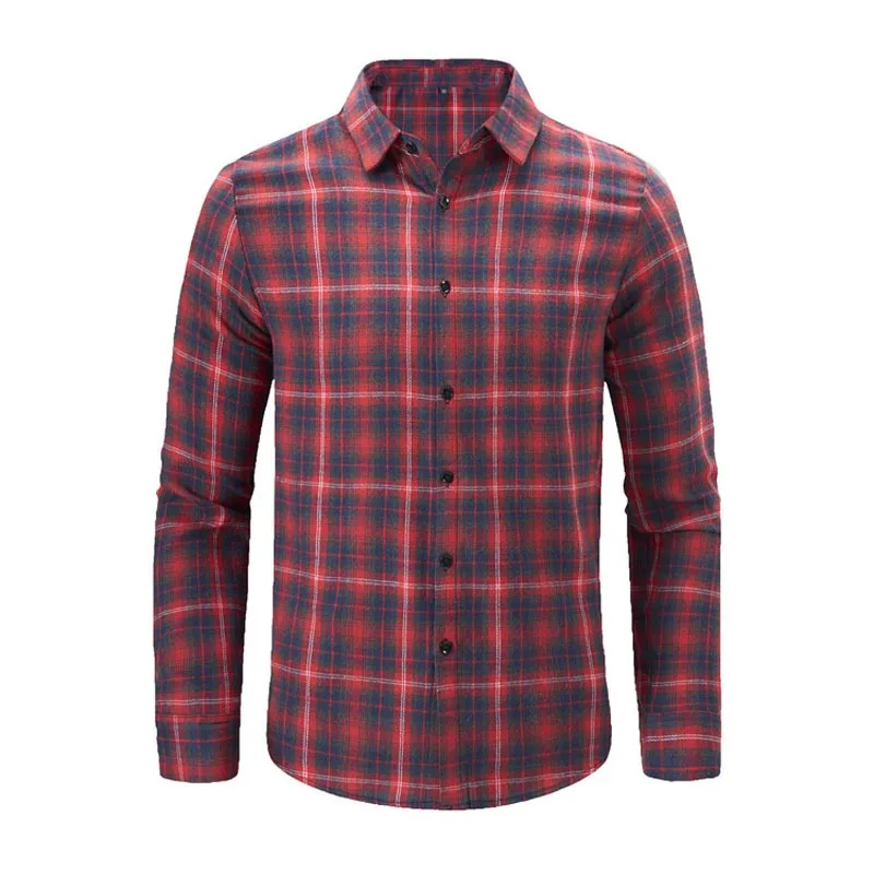 Brand plaid Men's Shirt 2024 Autumn Long Sleeved Casual Business Dress Shirts Loose Social Performance Costumes Men Clothing