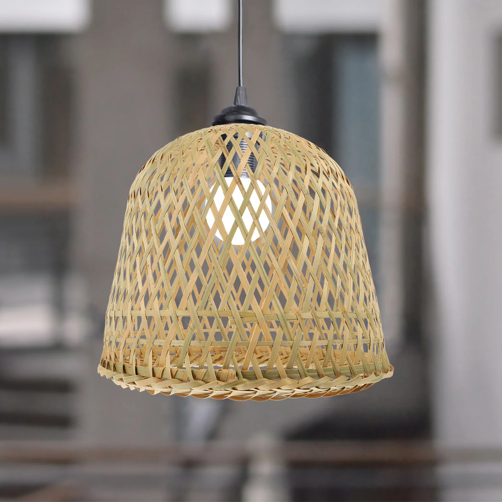 

Chandelier Shade Khaki Color Lampshade Light Bulb Round Shades Ceiling Home Decoration Pendant Rustic Bamboo Weaving Hand-woven