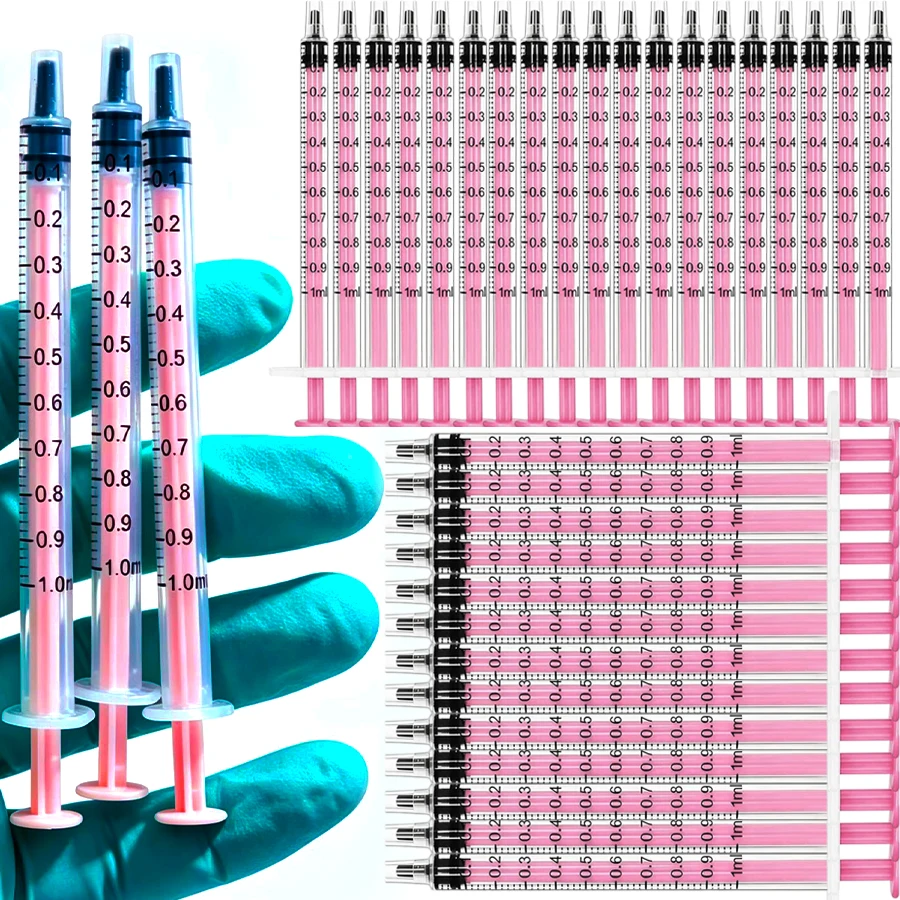 5/10/30/50/100 Stück 1ml Rosa Nadelfreie Kunststoffspritze Großpackung - Für die orale Verabreichung an Haustiere, Flüssigkeitstransfer im Labor und Klebstoff-Öl-Dosierung – Detail 1
