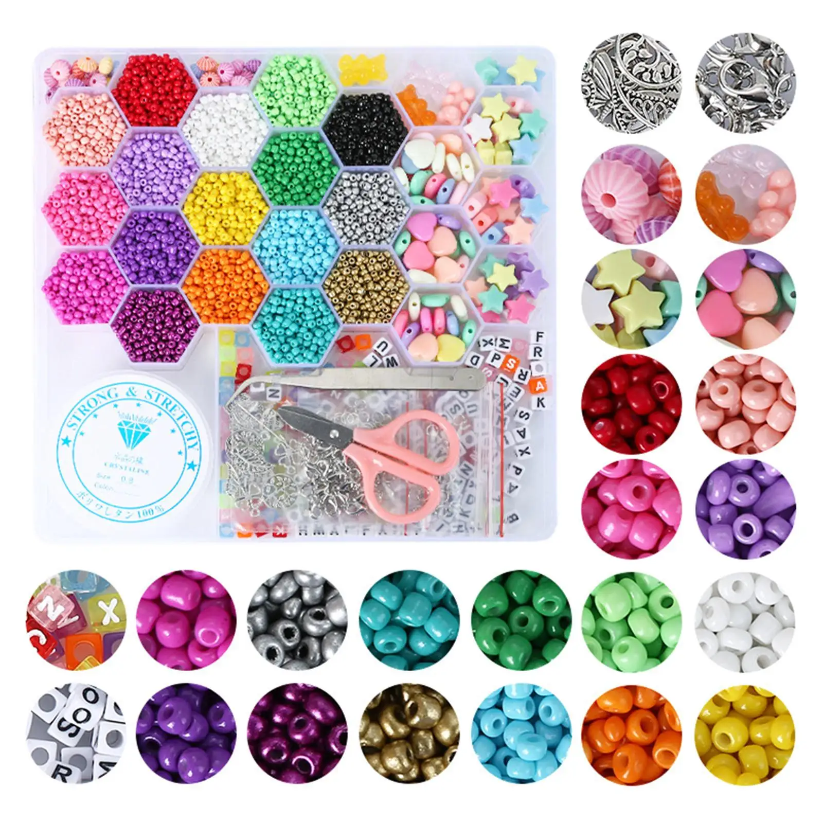 

Glass Seed Beads Lobster Clasp Loose Beads Crafting Spacer Beads Threading Beads for Pendants Bracelet Jewelry Making Findings