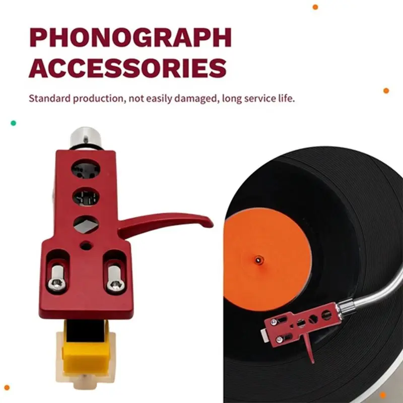 B03B-For LP Vinyl Phonograph Compatible Red Turntable Headshell With AT-3600L Magnetic Cartridge Stylus Pre-Mounted A