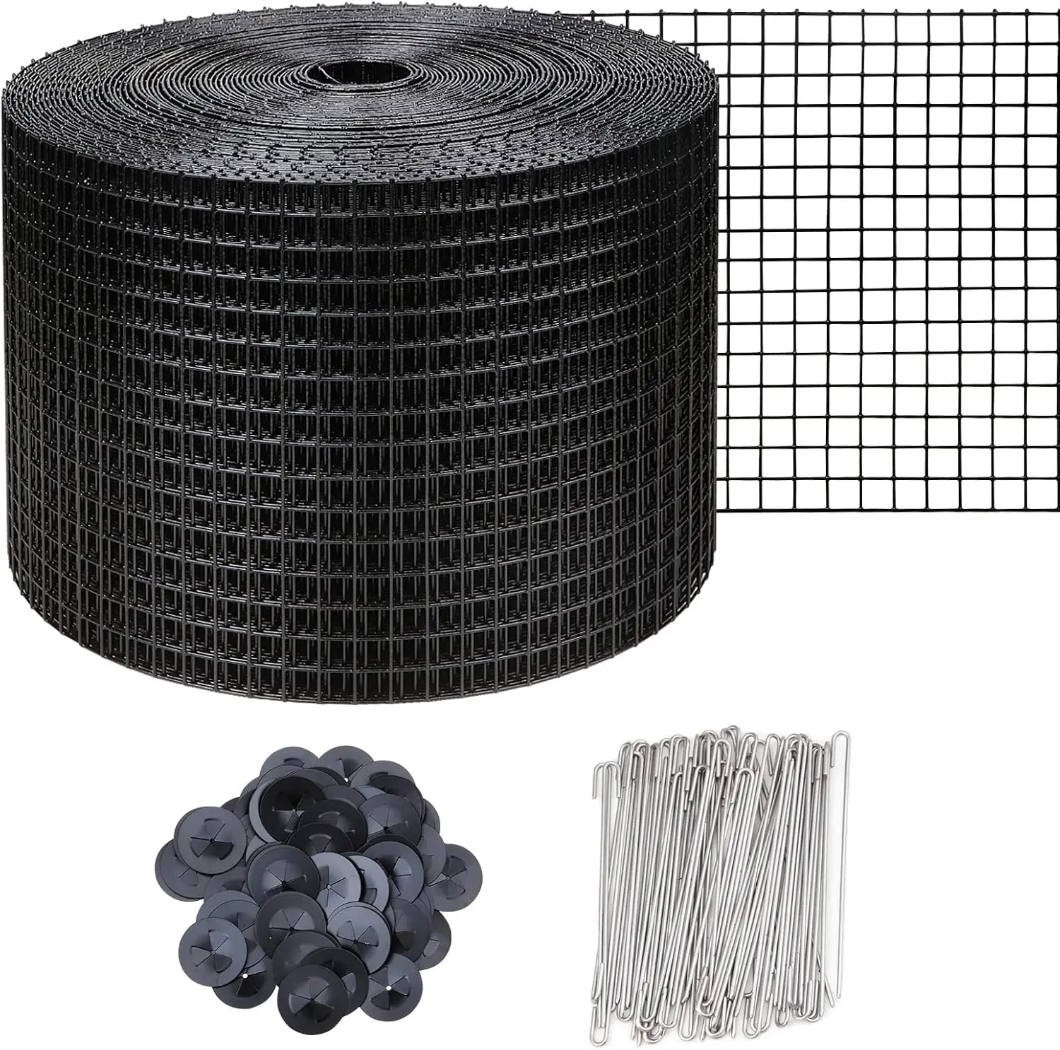 

6inX100ft Solar Panel Bird Guard Solar Panel roof Protection net 1/2inch Mesh PVC Black Vinyl Coated Galvanized net 70 Fastener