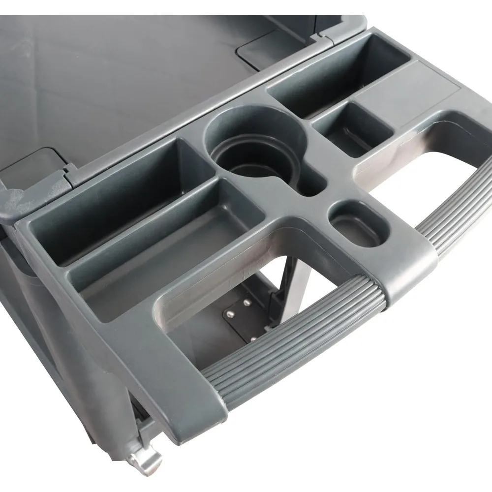 عربة أدوات بلاستيكية شديدة التحمل بوزن 2 رف سعة 500 رطل مع 360 درجة °   عجلات دوارة، أرفف شفاه، مريحة