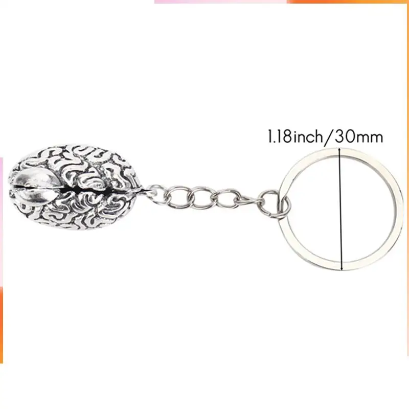 A92Z 5X Brain Keychain Alloy Smart Brainiac IQ Key Ring Fob Chain Medicine Human