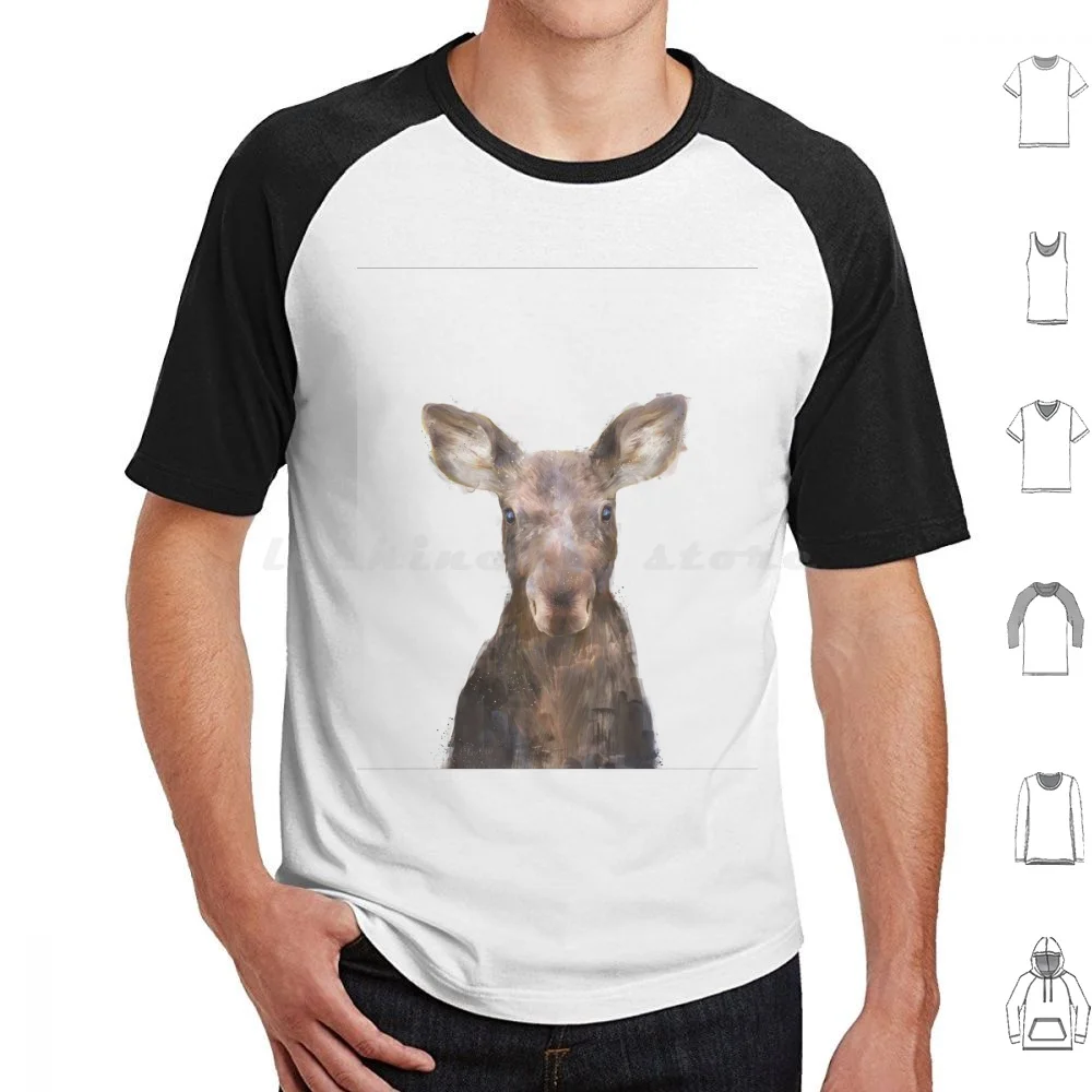 Little Moose T Shirt Big Size 100% Cotton Moose Little Collection Little Tiny Nature Animals Animal Wildlife Wild Wilderness