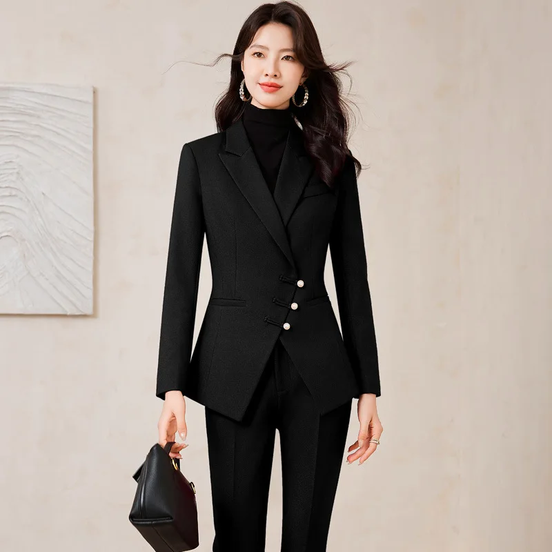 Autumn Winter Women Business Suits with Pants and Jackets Coat Formal OL Styles Pantsuits for Women Blazers Professional