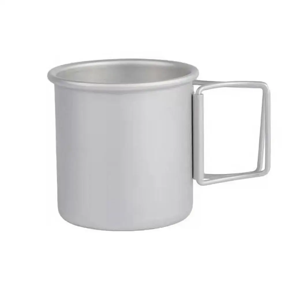 Taza de Camping al aire libre de 300ml con mango plegable, taza portátil ultraligera de aleación de aluminio para senderismo al aire libre y cocina