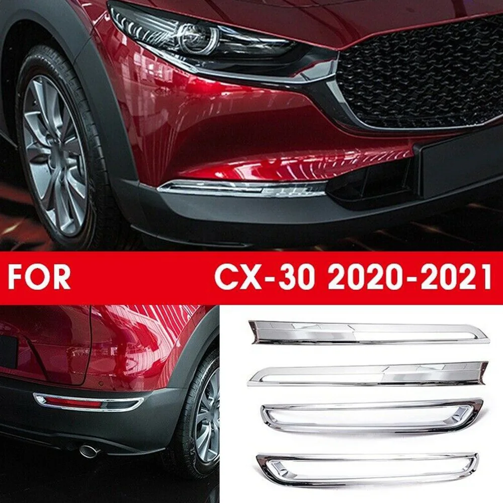 Mega Sale for Mazda CX30 CX-30 2020 2021 Front&Rear Fog Light Cover Trim Sticker Rear Bumper Fog Lamp Frame (Chrome)