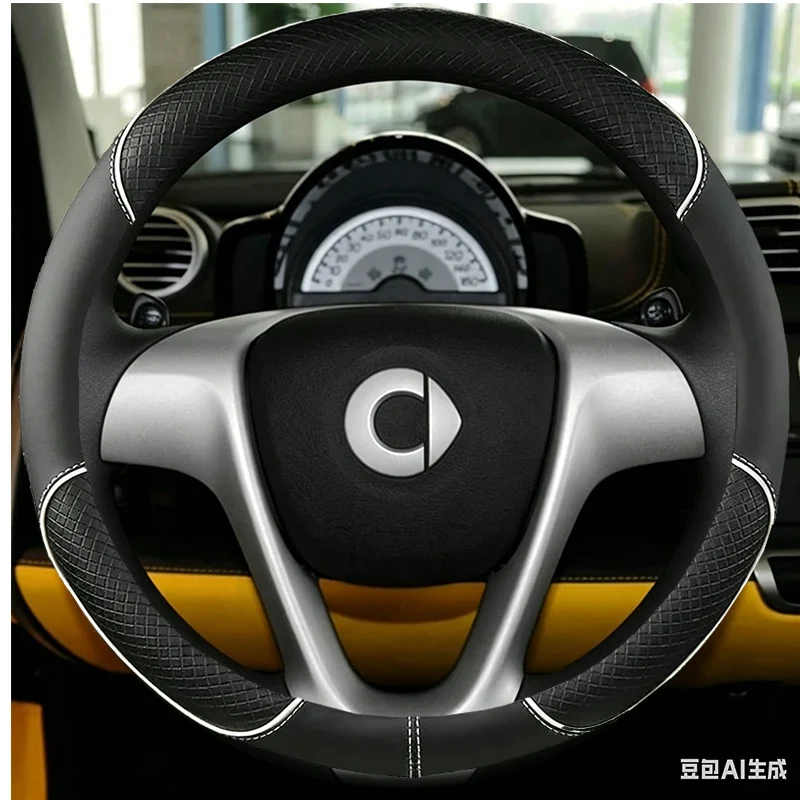 Black Artificial Leather Hand-stitched Car Steering Wheel Covers For Smart Fortwo 2009-2013 Smart Forjeremy 2013