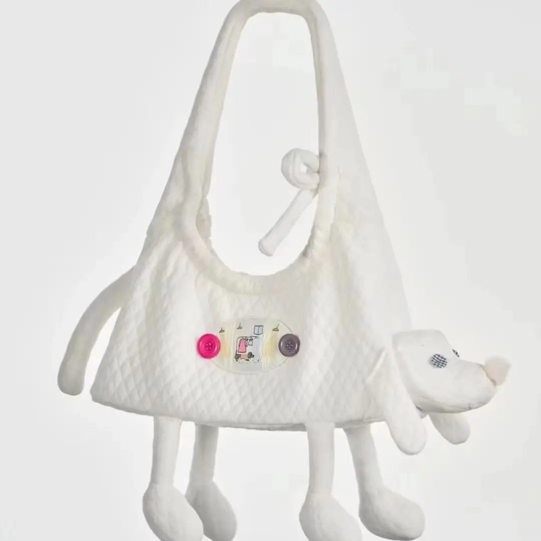 Bolsa de ombro de nuvem de cachorro fofa, bolsa coreana branca, sacolas de cores contrastantes, bolsas axilas, design casual, moda, nova, 2024