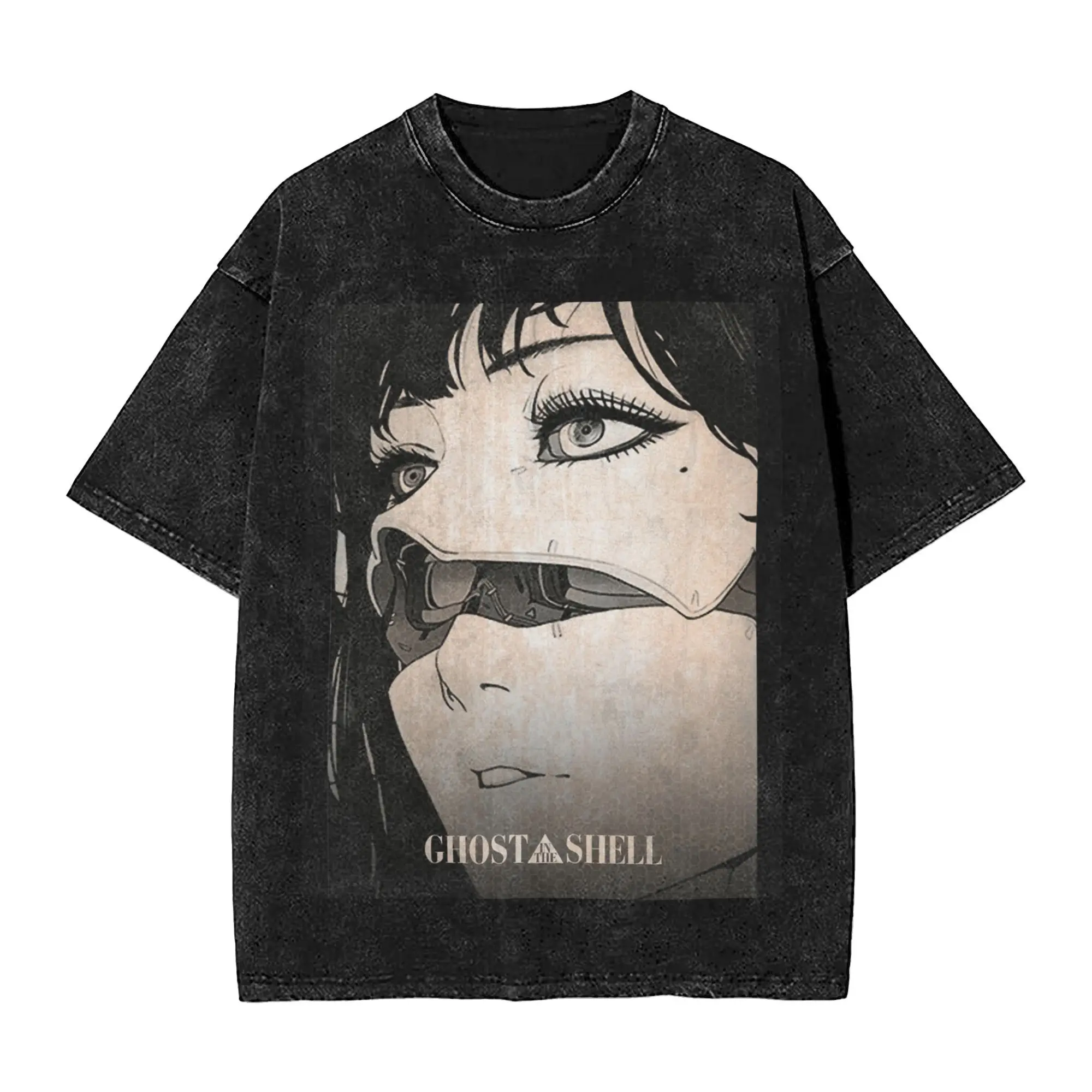 Motoko Kusanagi Ghost In The Shell T Shirt Vintage Washed Style For Men Women Pure Cotton T-Shirts Tee Clothes