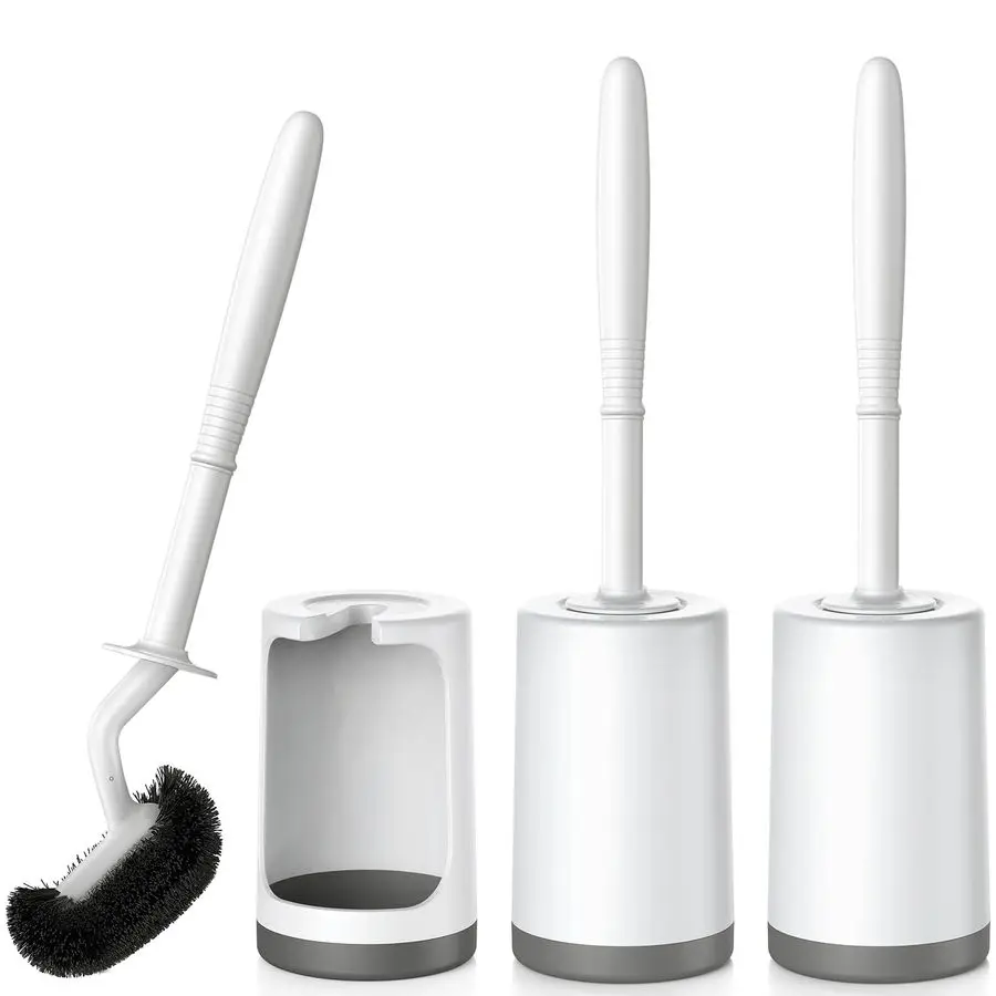

Toilet Bowl Brush Holder Set Curved Design with Holder for Deep Cleaning Under Rim Compact Hidden Scrubber for Small Space Moder