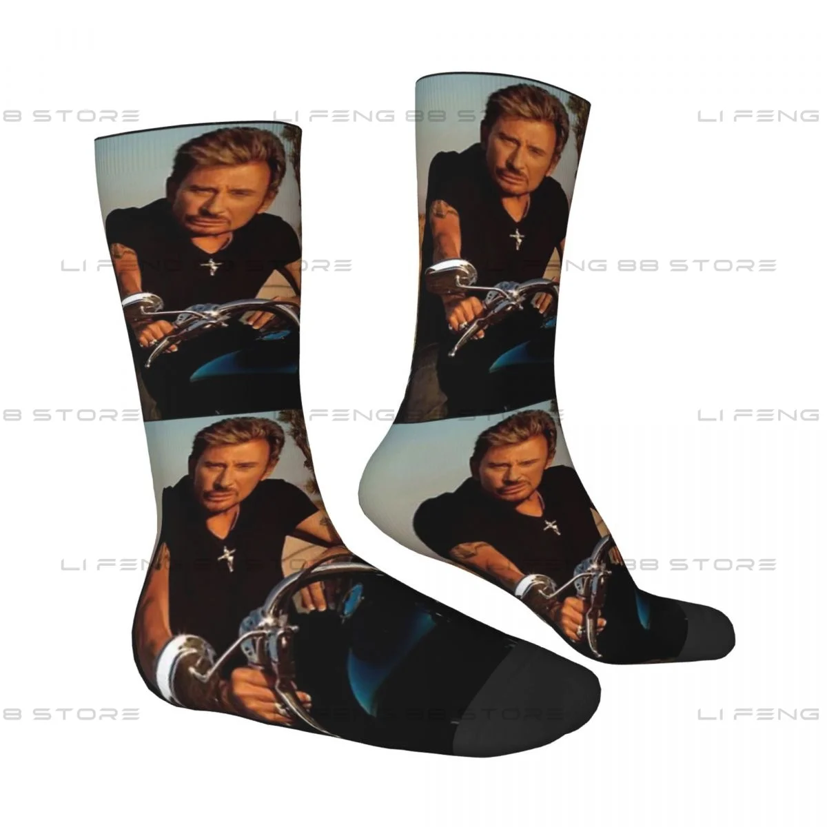 Johnny Sur Sa Moto Classique French Singer Unisex Winter Socks Outdoor Happy Socks Street Style Crazy Sock