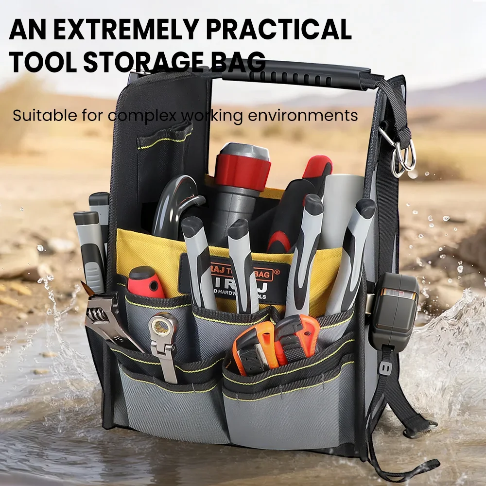 

AIRAJ Open Multiple Pockets Open style Tool Bag Waterproof and Adjustable Straps Storage Bags，Tool handbag with shoulder strap