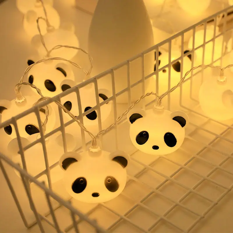 10LED Cute Panda Head Light String Battery Operated Panda Theme Lamps Fairy Night Lights Children Panda Birthday Party Room Deco