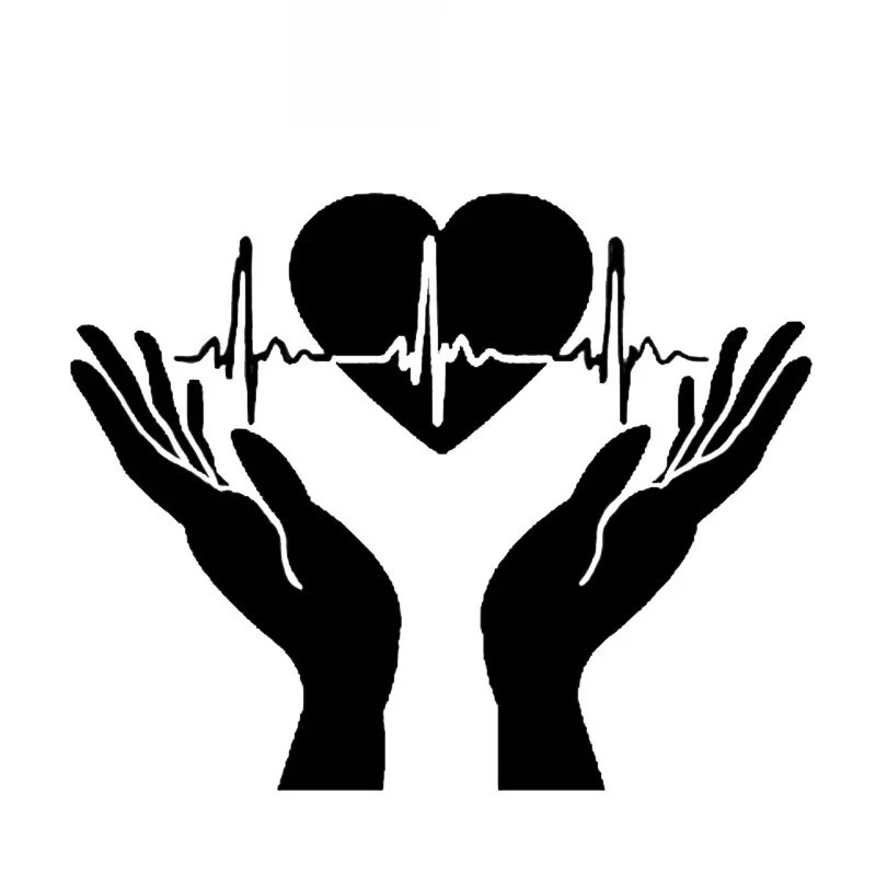 

The Coolest Heartbeat In The Hand, Open The Palm, Electrocardiogram, PVC Car Sticker, Waterproof Black/white, 15cm*12cm
