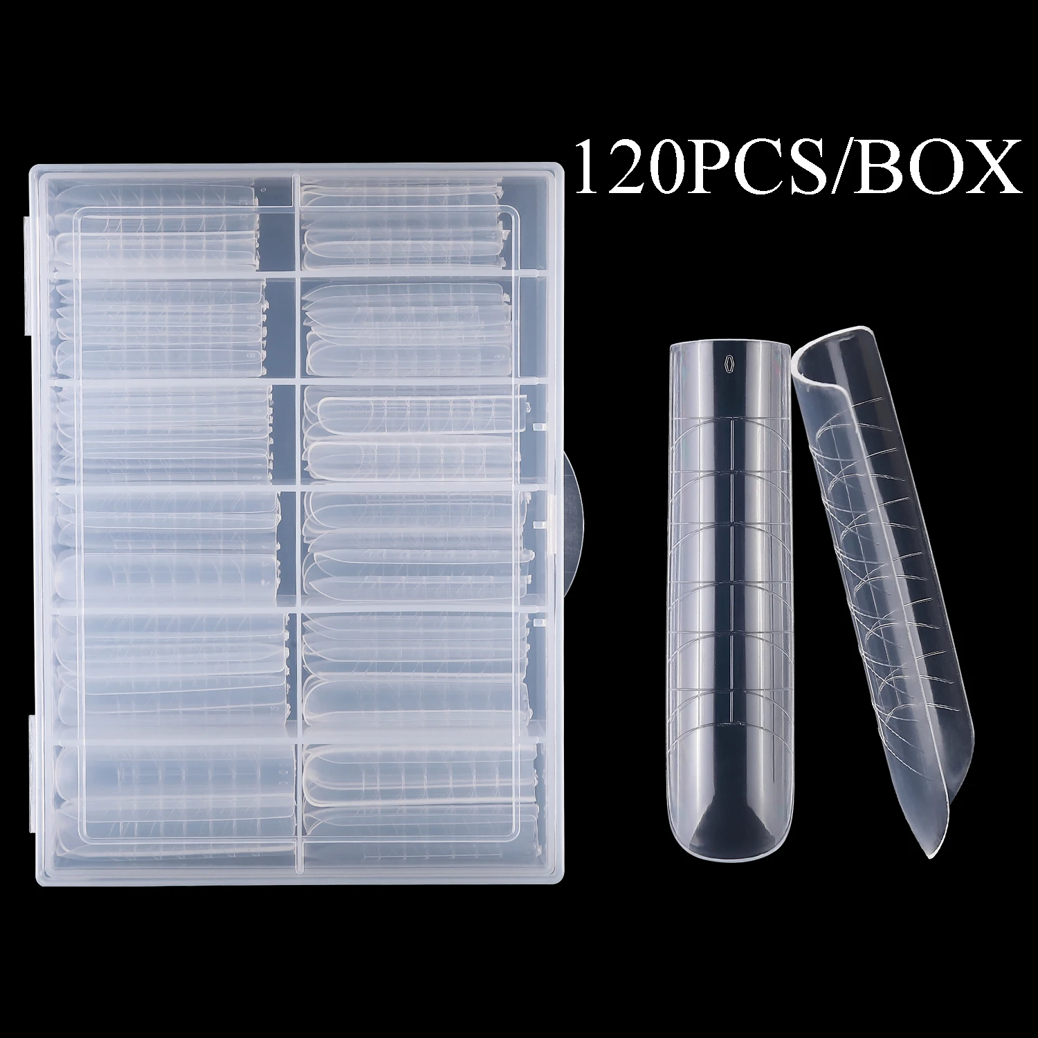 120pcs Fake Nail Bamboo Quick Extension Tips Reusable Polygel Nails Form With Scale Uv Gel Polish Mold