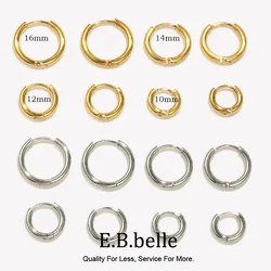 E.B.belle 10mm 12mm 14mm 16mm Basics Small Hoop Earring Huggies Earrings For Girl Women Gold Plated Stainless Steel Earring