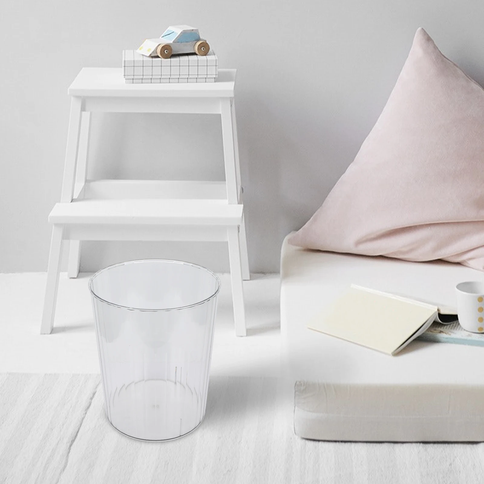 

Modern Simple Transparent Trash Can Household Garbage Bucket Flower Arrangement Container For Bathroom Office Bedroom