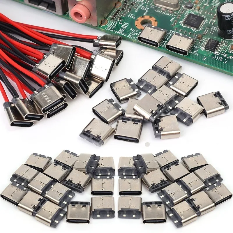 10/5Pcs Type-C 2P Welding USB-C Phone Charging Socket Easy Test Female Socket DIY Quick Charging USB-C Connector Accessories