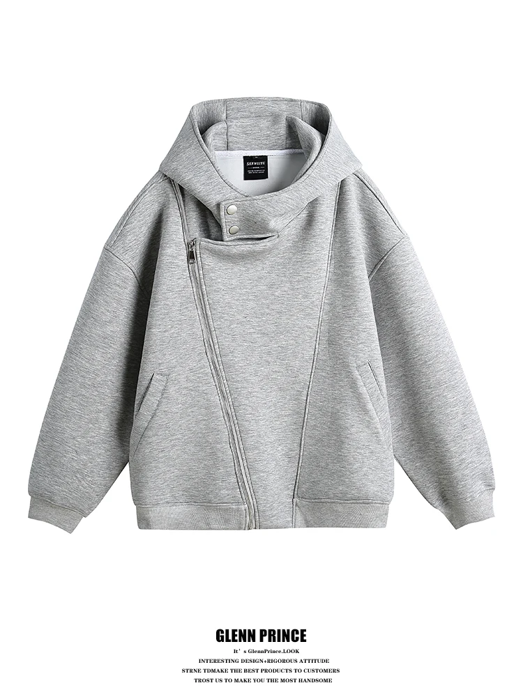 

GPstudio Men's Hoodie Cardigan Double Zipper Loose Fit High Street Sle Spring Autumn Casual Long Sve Thermal Treaent