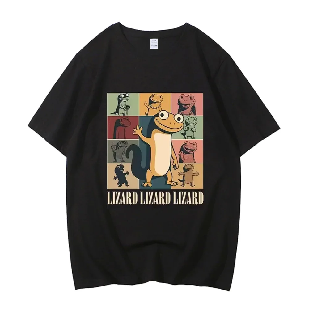 Fashion Lizard Meme Cartoon Graphic T-shirt Short Sleeve High Quality Cotton Tshirts Casual Funny Printing T Shirts Men Tees
