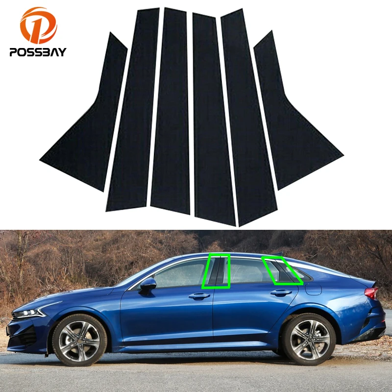 Car Glossy Piano Black Pillar Posts Window Door Moulding Trims Cover for KIA Optima K5 2020 2021 2022 Accessories Exterior Parts