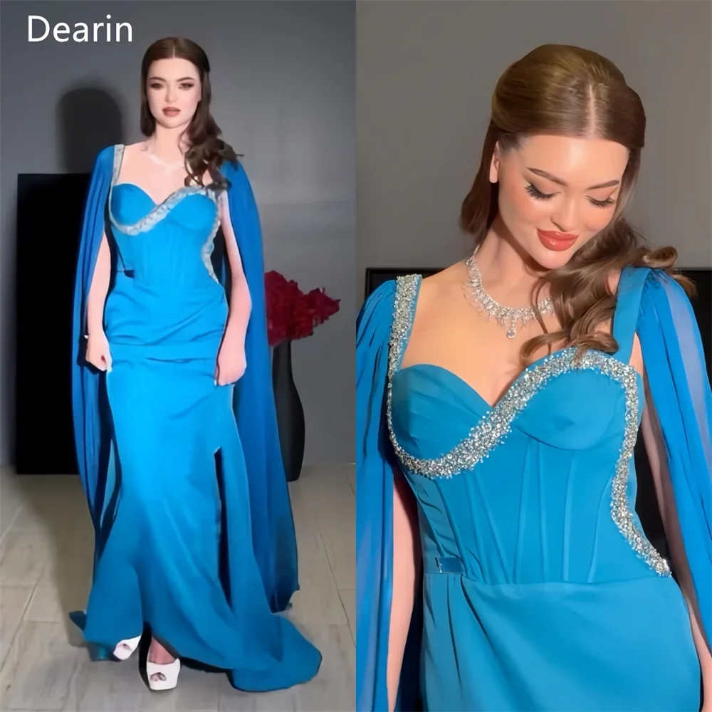 

Customized Formal Dress Prom Evening Gown Dearin Sweetheart Mermaid Floor Length Skirts Tulle Beading Bespoke Occasion Dresses W