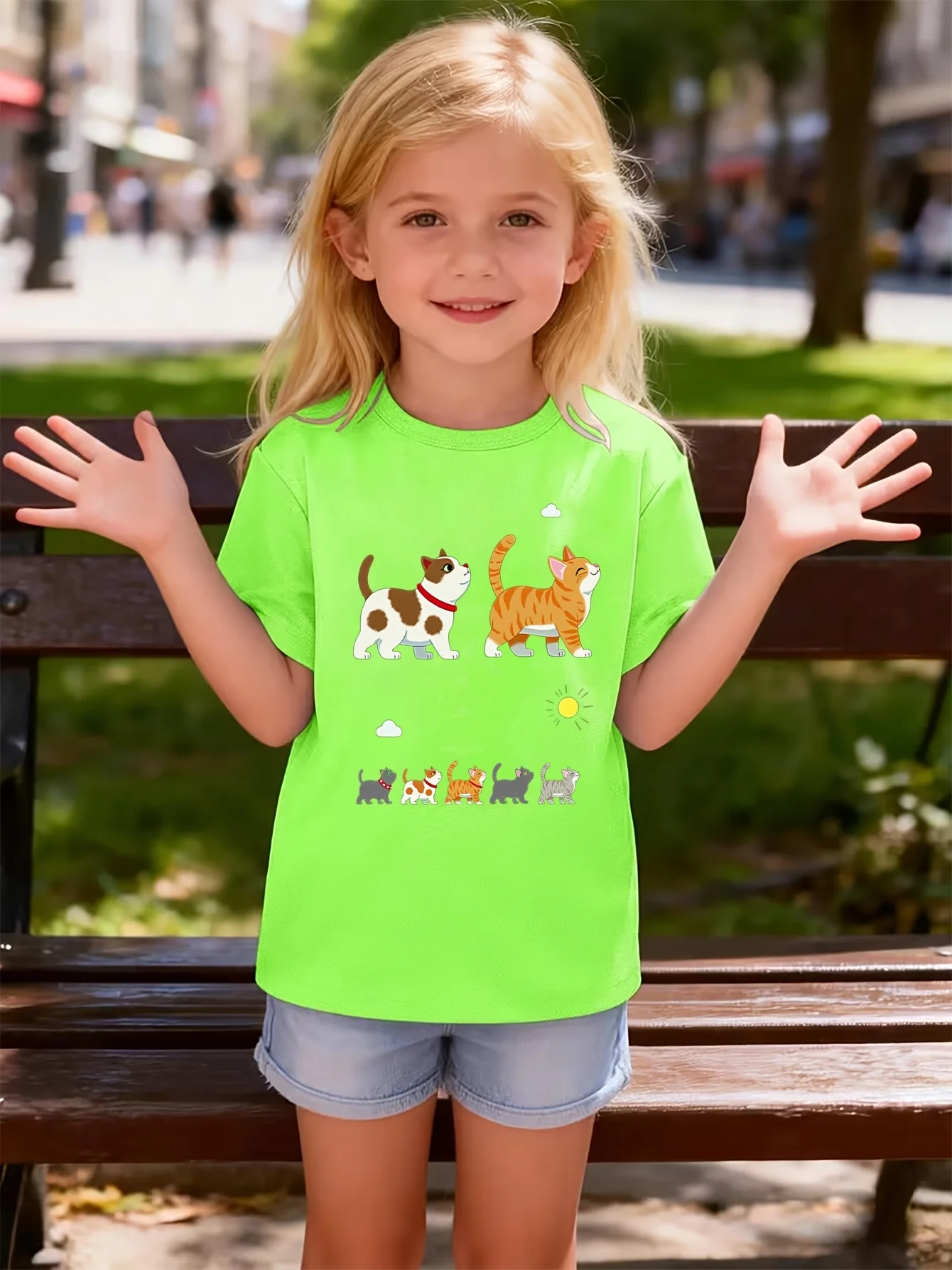 Cute Multiple Cartoon Kitten Lovely Cat Collection Graphic Print T Shirt Family Matching Boys Girls Kids Casual Short Sleeve Top