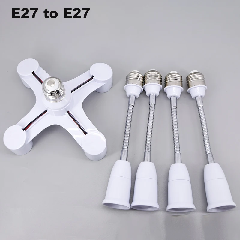 E27 To 4 way E27 Lamp base 18cm 28cm extend Holder Bulb Head splitter Conversion power Socket for LED Home Lighting parts u