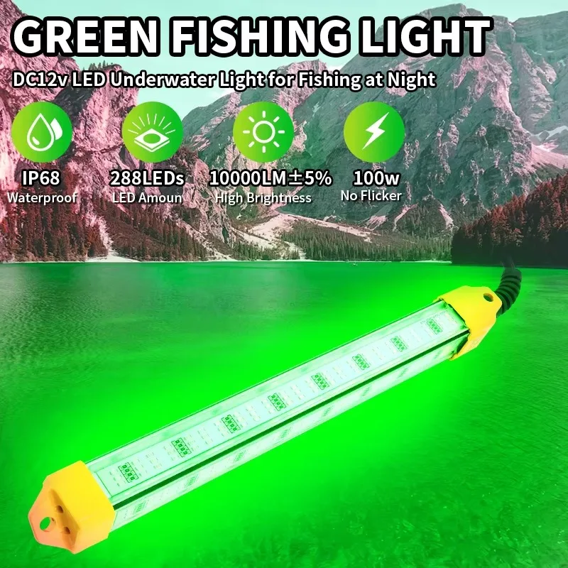 Ne'w IP68 Lâmpada de pesca LED subaquática 100W para pesca de lula IP65 dupla à prova d'água usada por barcos de pesca