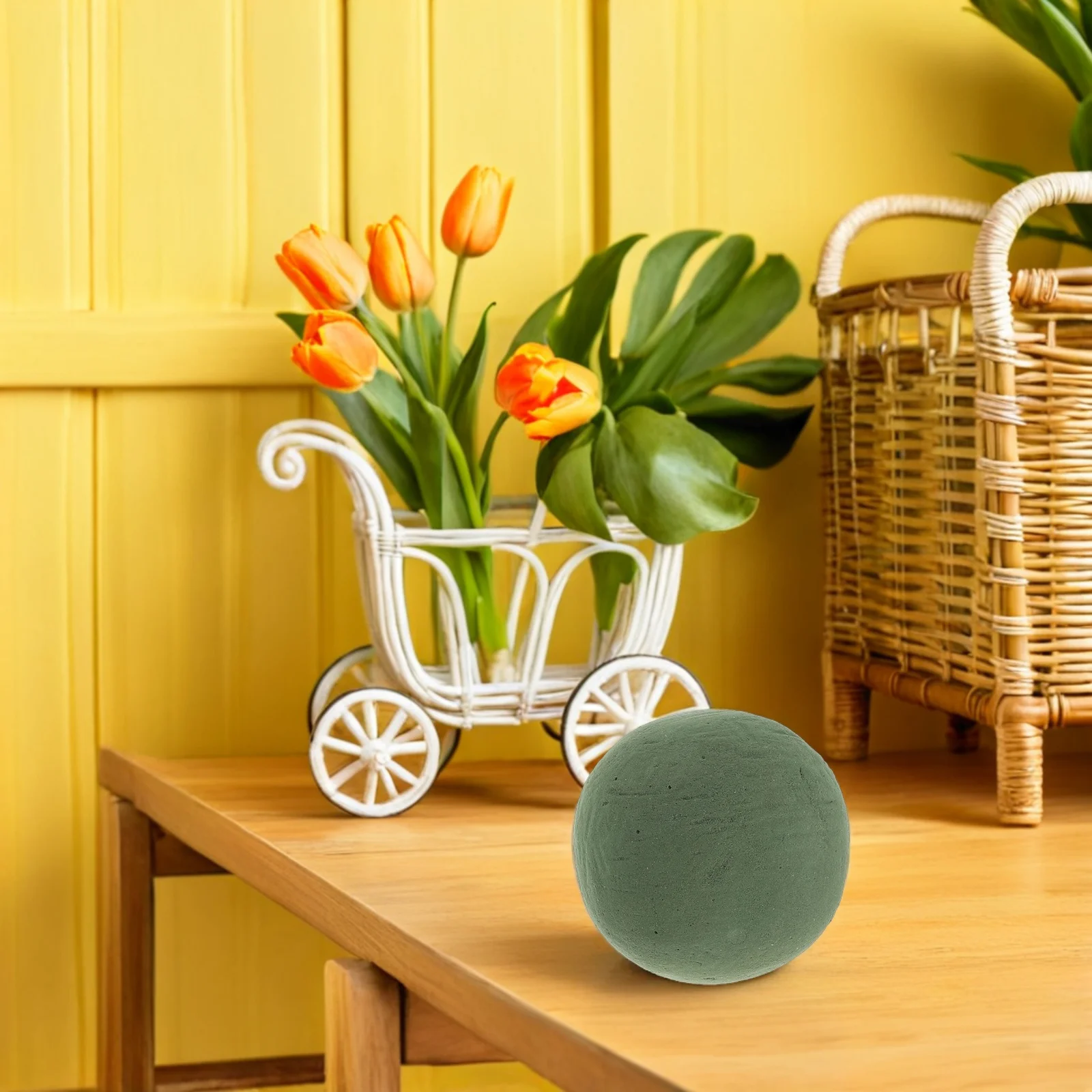 Bola redonda de espuma Floral de 15Cm, esferas de plantas húmedas verdes para soporte de ramo, artesanía de jardín, suministros de arreglo floral DIY, 3 uds.