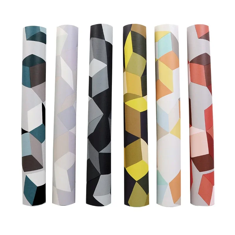 Nordic style geometry 3D three dimensional grid wallpaper bedroom living room modern simple Restaurant Hotel wallpaper in