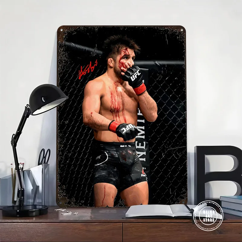 Henry Cejudo MMA Fighter in Octagon Metal Poster Customized Wall Art Retro Vintage Tinplate Signs for Decoration Bedroom House