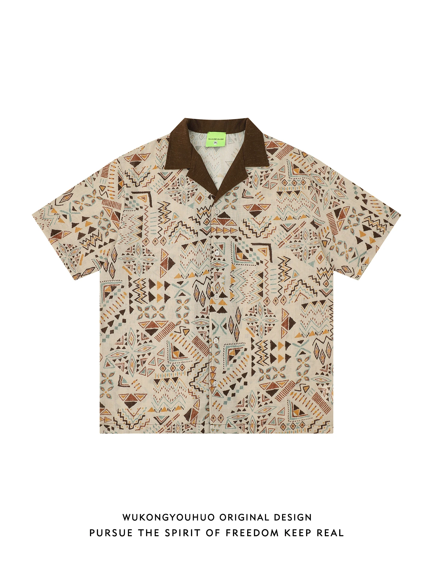 

Летние винтажные рубашки унисекс с кубинским воротником и цветным блочным дизайном, свободного кроя, износостойкие, для повседневной носки