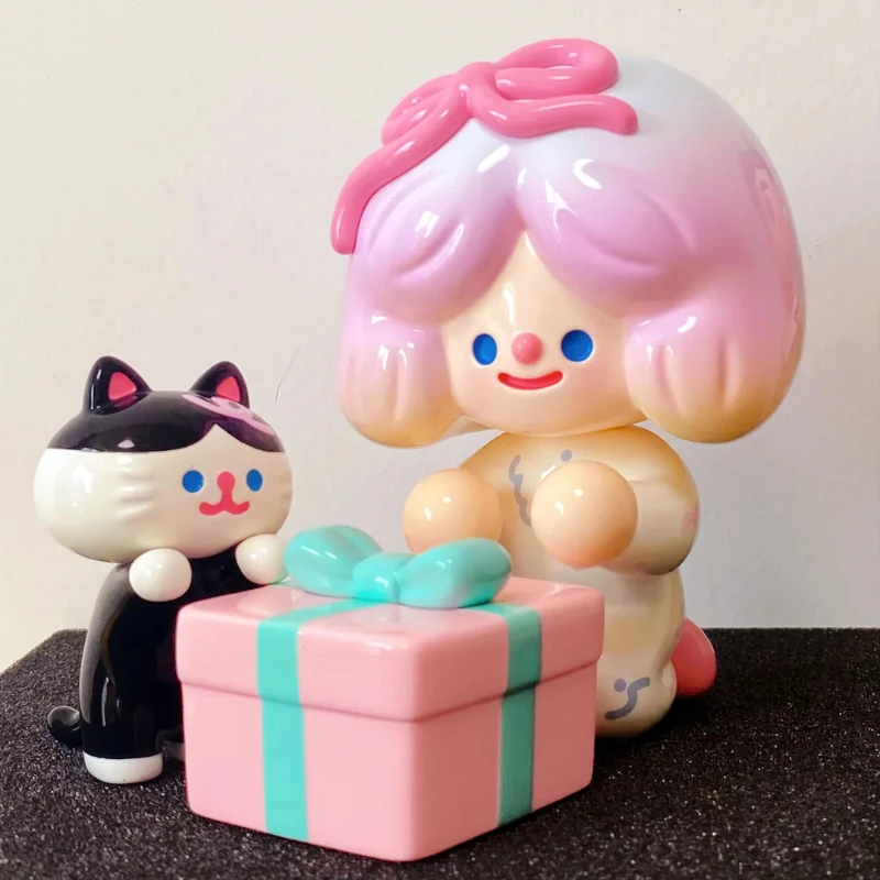 Figura de juguete de gatito negro Kawaii Rico con kacho, caja de regalo abierta, muñeco de diseñador, colección de juguetes artísticos, decoración del hogar, regalo Original