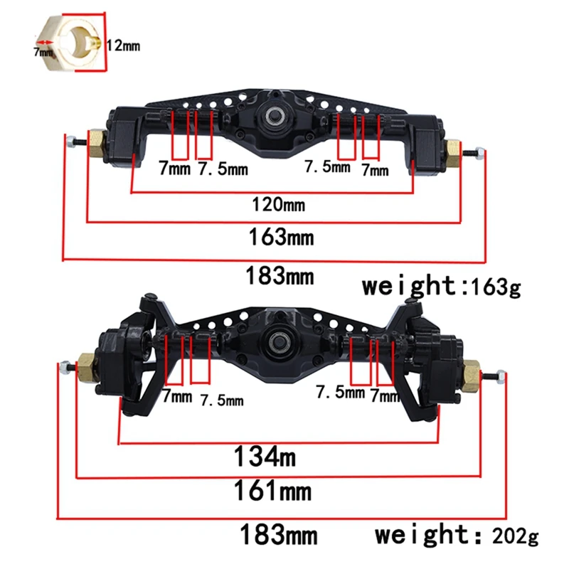 Metal Front And Rear Portal Axle Set For Axial UTB18 Capra 1/18 RC Crawler Car Upgrade Parts Accessories