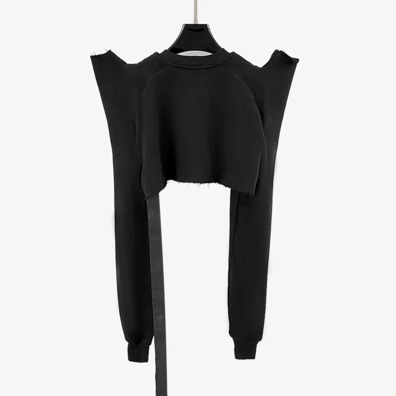 HKSH Women Sweatshirt Dark Y2K RO Style Design Long Sleeve Solid Color Stylish High Street Niche Trendy Elegant Short Tops H2633